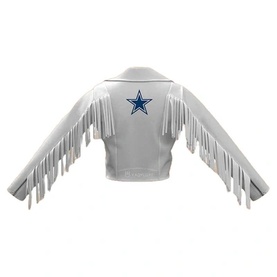 Shop Kadyluxe White Dallas Cowboys Fringe Leather Full-zip Jacket