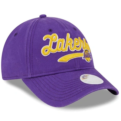 Shop New Era Purple Los Angeles Lakers Cheer Tailsweep 9forty Adjustable Hat