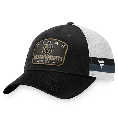 Shop Fanatics Branded Black/white Vegas Golden Knights Fundamental Striped Trucker Adjustable Hat
