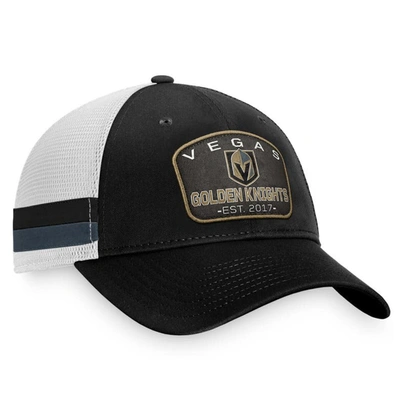 Shop Fanatics Branded Black/white Vegas Golden Knights Fundamental Striped Trucker Adjustable Hat