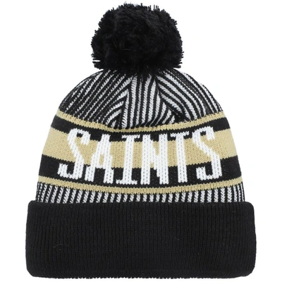 Shop New Era Youth  Black New Orleans Saints Striped  Cuffed Knit Hat With Pom