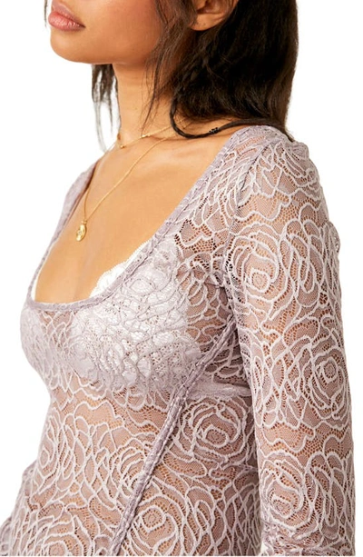 Shop Free People In My Head Sheer Lace Bodysuit In Thimble