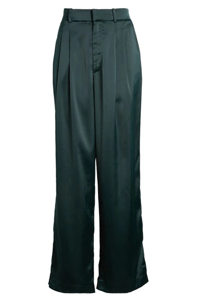 Shop Wayf Pleated Wide Leg Pants In Emerald