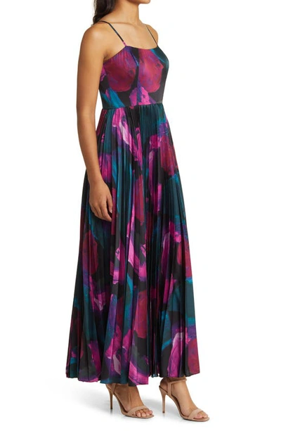 Shop Hutch Floral Print Pleat A-line Dress In Multi Brushstroke