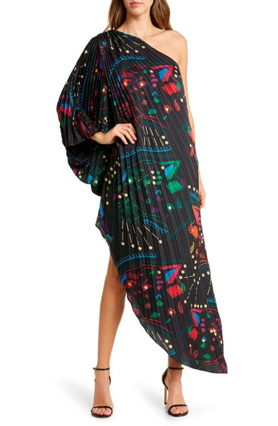 Shop Hutch Pleated Asymmetric Dress In Multicolor Jaguars