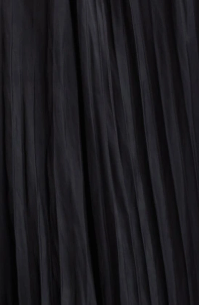 Shop Ulla Johnson Letty Ruffle Detail Pleated Satin Dress In Noir
