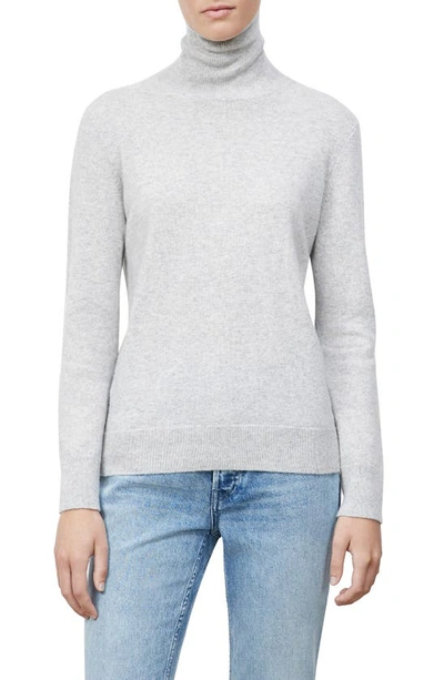 Shop Lafayette 148 Metallic Trim Cashmere Turtleneck Sweater In Grey Heath