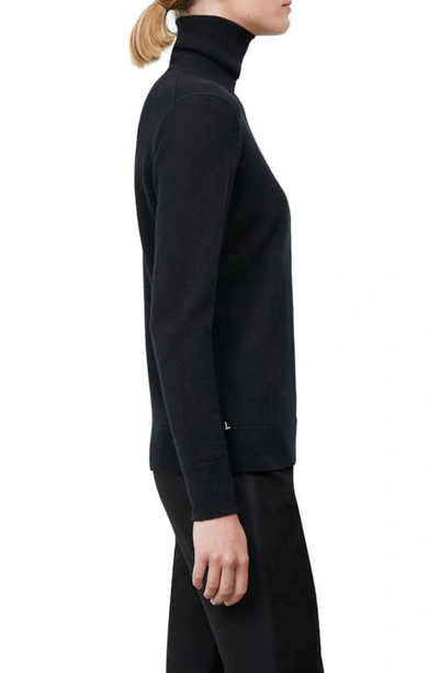 Shop Lafayette 148 Metallic Trim Cashmere Turtleneck Sweater In Black