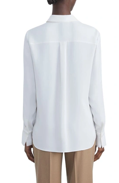 Lafayette 148 Scottie Silk Button-down Blouse In Cloud