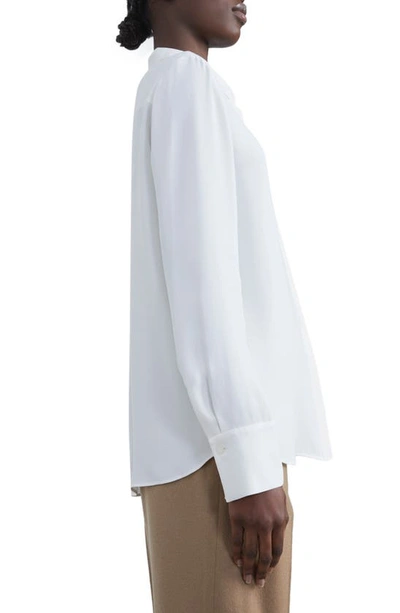 Lafayette 148 Scottie Silk Button-down Blouse In Cloud
