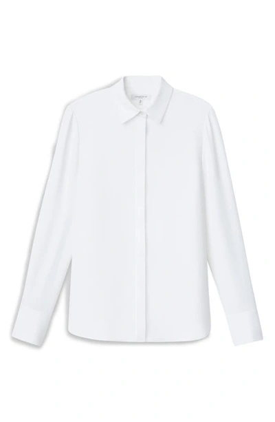 Lafayette 148 Scottie Silk Button-down Blouse In Cloud