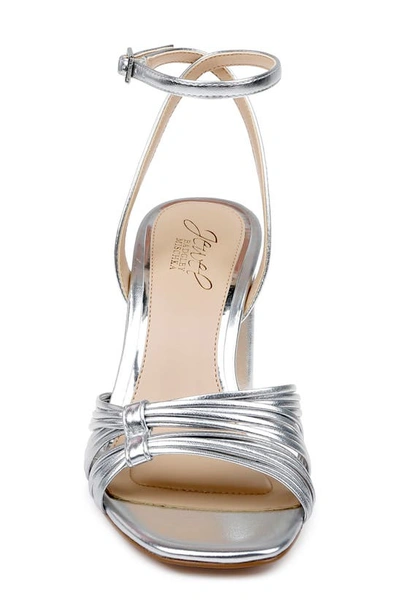 Jewel Badgley Mischka Michelle Womens Faux Leather Ankle Strap Block Heel In Silver
