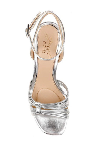 Jewel Badgley Mischka Michelle Womens Faux Leather Ankle Strap Block Heel In Silver