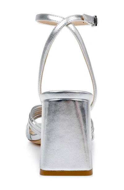 Jewel Badgley Mischka Michelle Womens Faux Leather Ankle Strap Block Heel In Silver