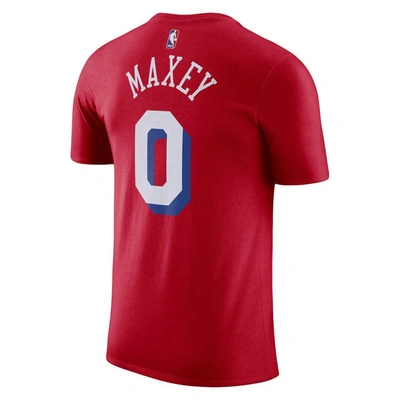 Shop Jordan Brand Tyrese Maxey Red Philadelphia 76ers 2022/23 Statement Edition Name & Number T-shirt