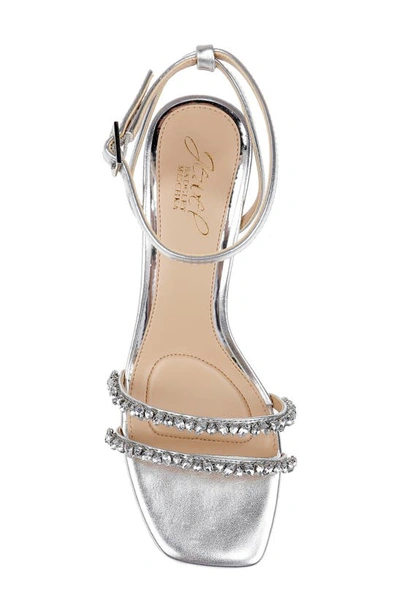 Shop Jewel Badgley Mischka Marley Kitten Heel Ankle Strap Sandal In Silver