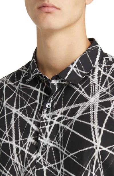 Shop John Varvatos Abstract Print Button-up Shirt In Mineral Black