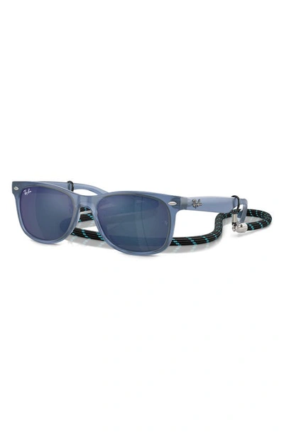 Shop Ray Ban Ray-ban Junior 50mm Wayfarer Mirrored Sunglasses In Opal Blue