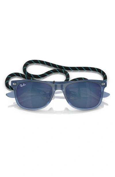 Shop Ray Ban Ray-ban Junior 50mm Wayfarer Mirrored Sunglasses In Opal Blue