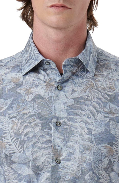 Shop Bugatchi Miles Ooohcotton® Short Sleeve Button-up Shirt In Dusty Blue