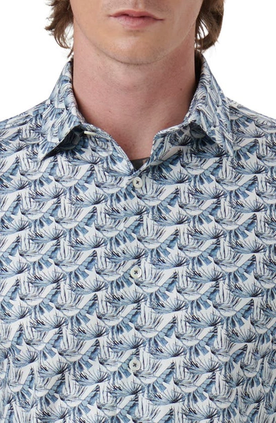 Shop Bugatchi James Ooohcotton® Foliage Print Stretch Cotton Button-up Shirt In Dusty Blue