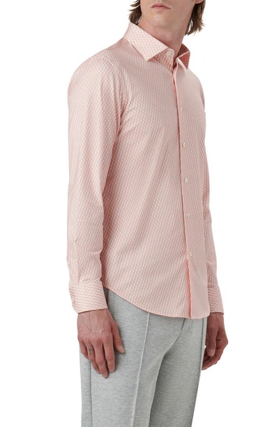 Shop Bugatchi James Ooohcotton® Serpentine Stripe Button-up Shirt In Dusty Pink