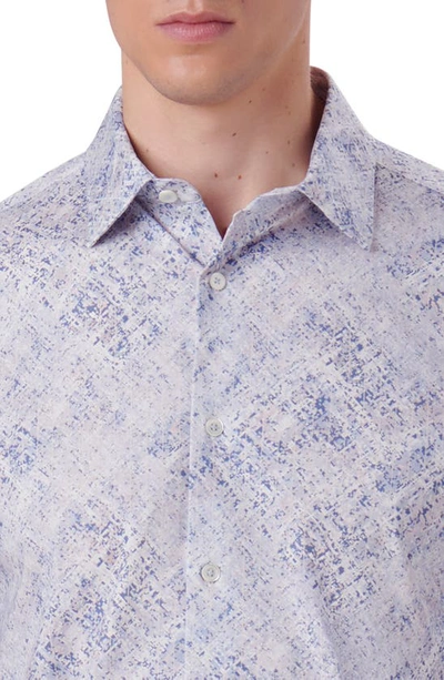 Shop Bugatchi James Ooohcotton® Watercolor Print Stretch Cotton Button-up Shirt In Air Blue