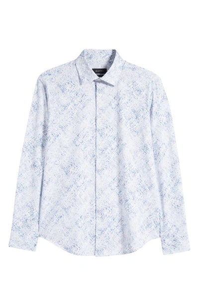 Shop Bugatchi James Ooohcotton® Watercolor Print Stretch Cotton Button-up Shirt In Air Blue