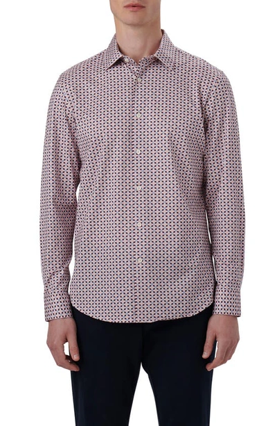 Shop Bugatchi James Ooohcotton® Geometric Print Button-up Shirt In Dusty Pink