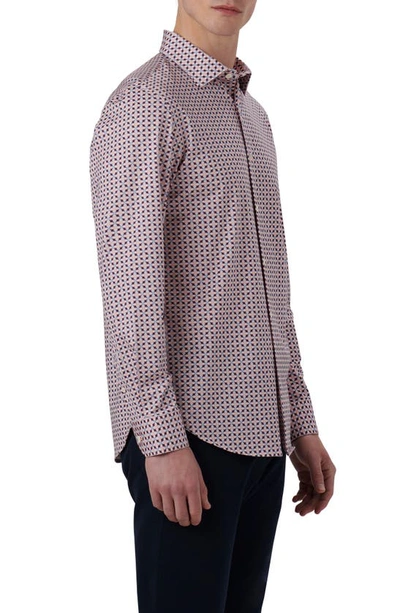 Shop Bugatchi James Ooohcotton® Geometric Print Button-up Shirt In Dusty Pink
