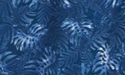 Shop Bugatchi Miles Ooohcotton® Leaf Print Short Sleeve Button-up Shirt In Night Blue