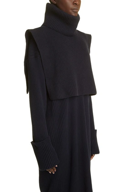 Shop The Row Elodie V-neck Long Sleeve Cotton Rib Sweater Dress In Royal Blue