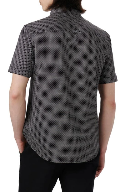 Shop Bugatchi Miles Ooohcotton® Geo Print Short Sleeve Button-up Shirt In Black