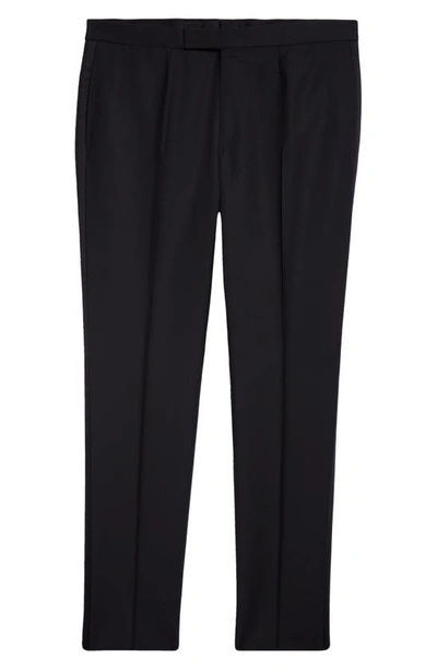Shop Zegna Wool & Mohair Tuxedo Trousers In Black