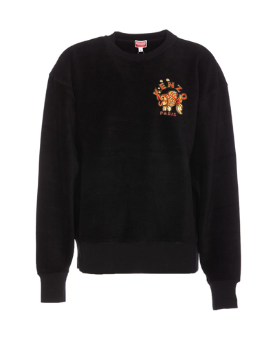 Shop Kenzo Kingyo Embroidered Crewneck Sweatshirt In Black