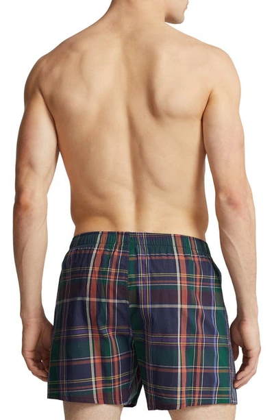 Shop Polo Ralph Lauren Academy Plaid Woven Cotton Boxers In Assorted Navy