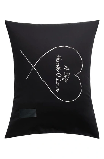Shop Magniberg Gala Swarovski® Crystal Embellished Cotton Sateen Pillowcase In Gala Black Queen