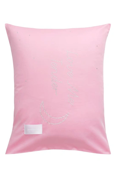 Shop Magniberg Gala Swarovski® Crystal Embellished Cotton Sateen Pillowcase In Gala Pink Queen
