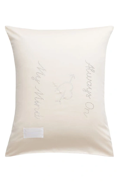 Shop Magniberg Gala Swarovski® Crystal Embellished Cotton Sateen Pillowcase In Pearl King