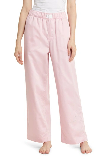 Shop Magniberg Gala Swarovski® Crystal Embellished Cotton Sateen Pajama Pants In Blossom Pink