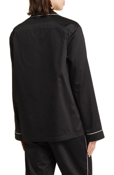 Shop Magniberg Gala Swarovski® Crystal Embellished Cotton Sateen Pajama Top In Black