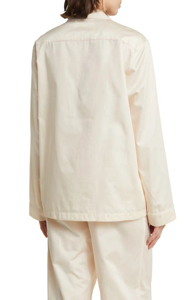Shop Magniberg Gala Swarovski® Crystal Embellished Cotton Sateen Pajama Top In Pearl