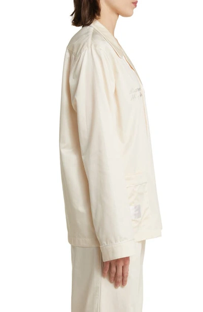 Shop Magniberg Gala Swarovski® Crystal Embellished Cotton Sateen Pajama Top In Pearl