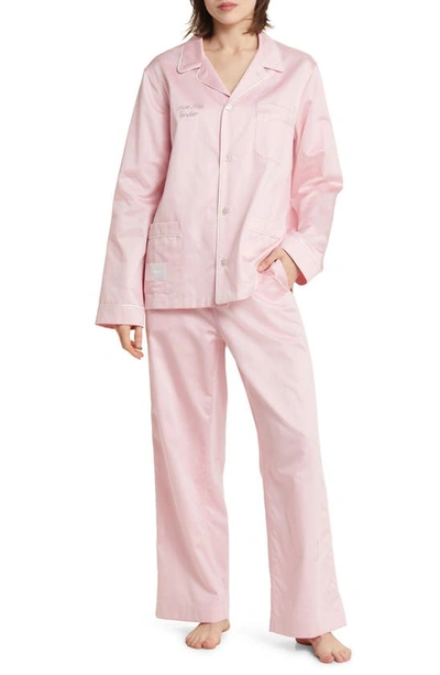 Shop Magniberg Gala Swarovski® Crystal Embellished Cotton Sateen Pajama Top In Blossom Pink