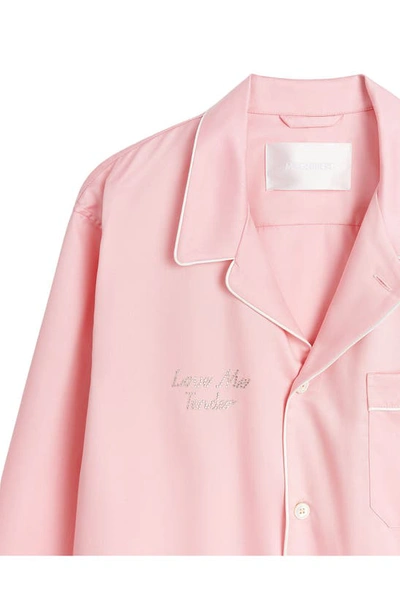 Shop Magniberg Gala Swarovski® Crystal Embellished Cotton Sateen Pajama Top In Blossom Pink