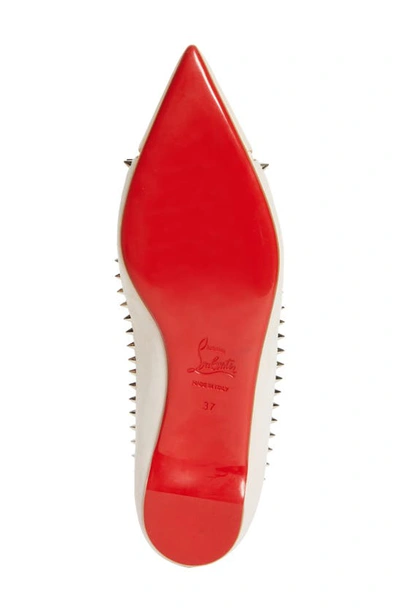 Shop Christian Louboutin Duvettina Spikes Pointed Toe Ballet Flat In F608 Leche/ Lin Leche