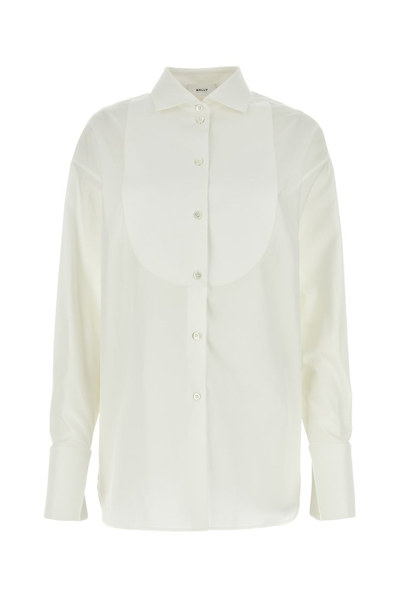 Shop Bally Collared Sleeved Shirt In White