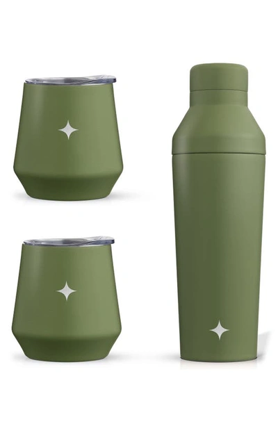 Shop Joyjolt Stainless Steel Cocktail Shaker & Travel Cup Set In Green