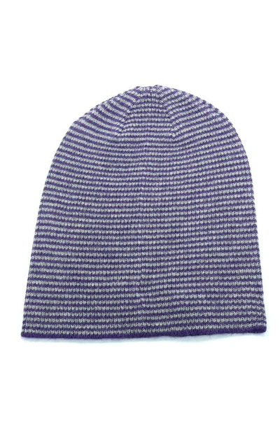 Shop Portolano Mini Stripe Slouchy Hat In Purple/ Grey