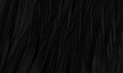 Shop Melloday Pleated Long Sleeve Satin Maxi Dress In Black